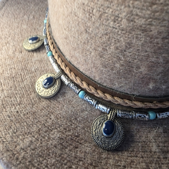 ALTAR'D STATE Tan Wool Hat with Beaded Band (One Size) - Picture 3 of 10